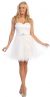Strapless Bejeweled Waist Short Tulle Graduation Party Dress in White